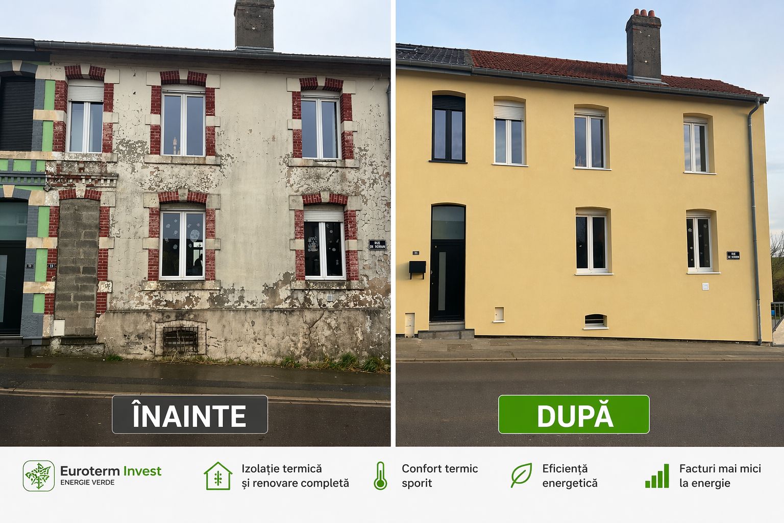 Înainte și După — renovare completă cu izolație termică